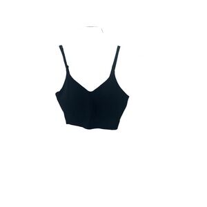 Athleta‎ Black V-Neck Adjustable Strap Seamless Crop Bra Top Size M